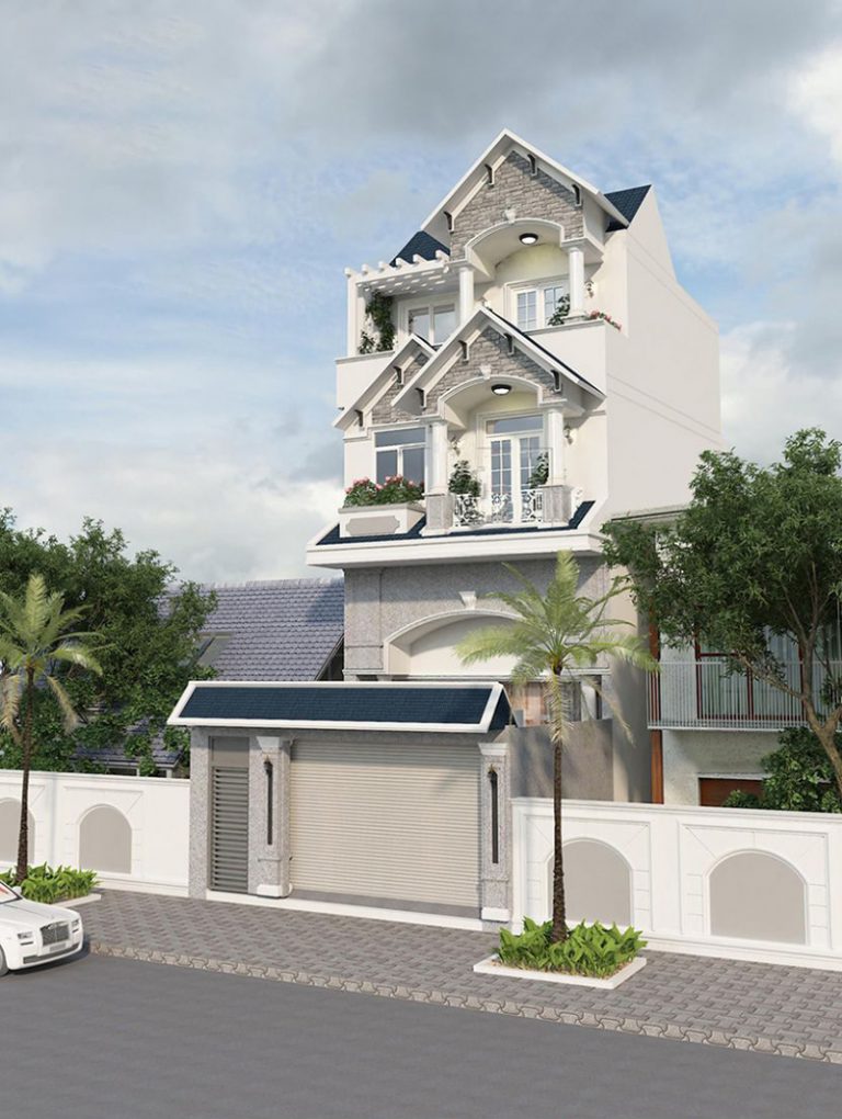 Mẫu nhà 3 tầng mái thái tân cổ điển