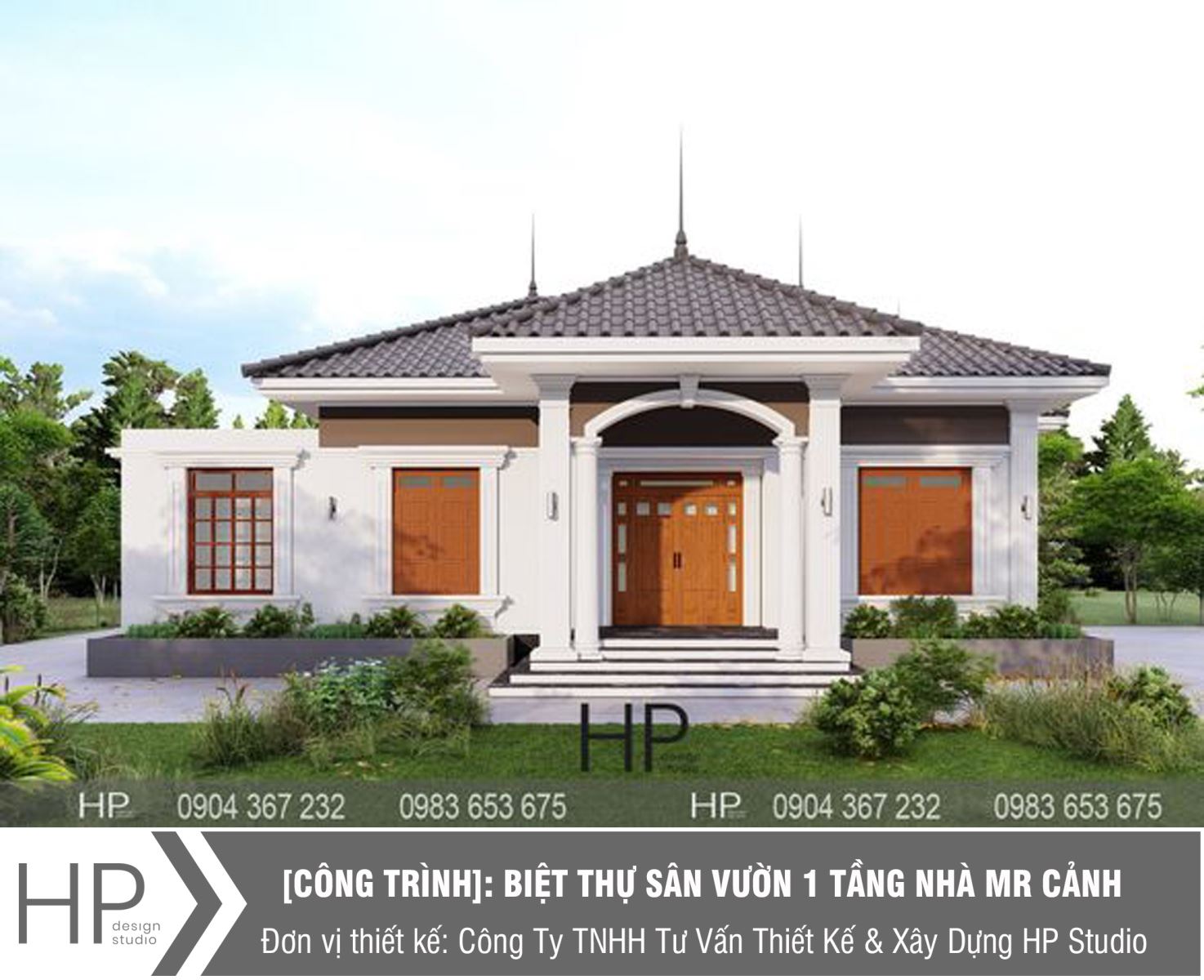 Thiết kế biệt thự sân vườn 1 tầng nhà Mr Cảnh - Ảnh 1